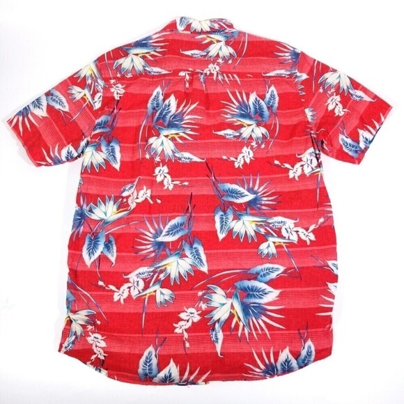 Ripcurl Red Hawaiian Print Short Sleeve Button Down Slim Fit Shirt Mens XXL 2X - Picture 3 of 6